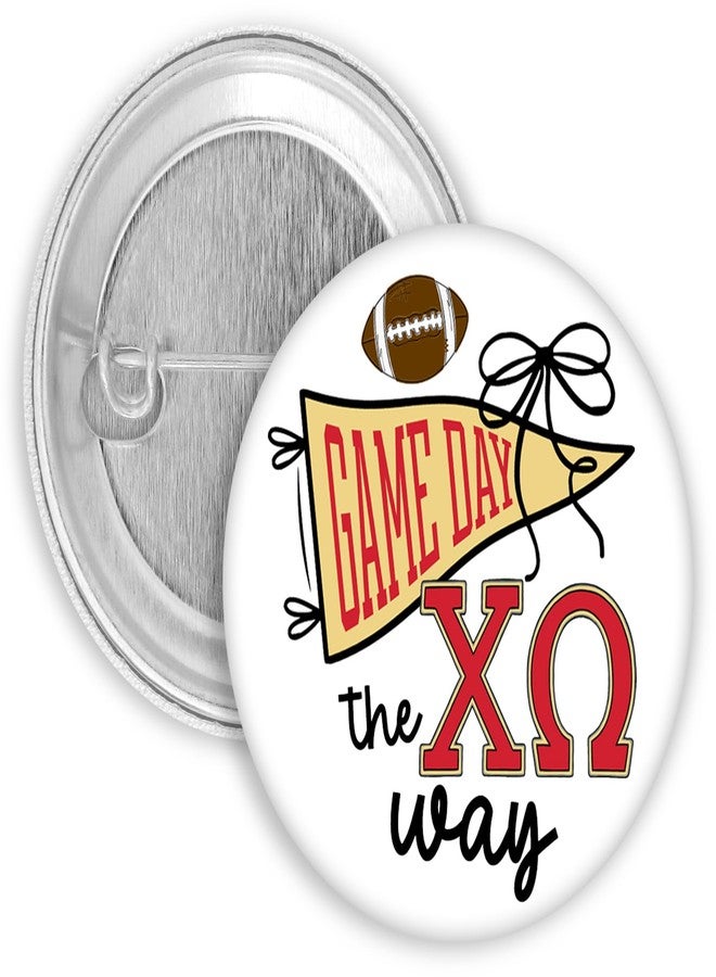 SCRAPHEART Chi Omega Sorority 2-Pin Button Set, Licensed Chi O Game Day Pin and Heart-Shaped Gingham Button Set, ChiO Big Little Gift, Bid Day Favors, Greek Life Cute Sorority Accessories, Chi Omega Gifts - Image 2
